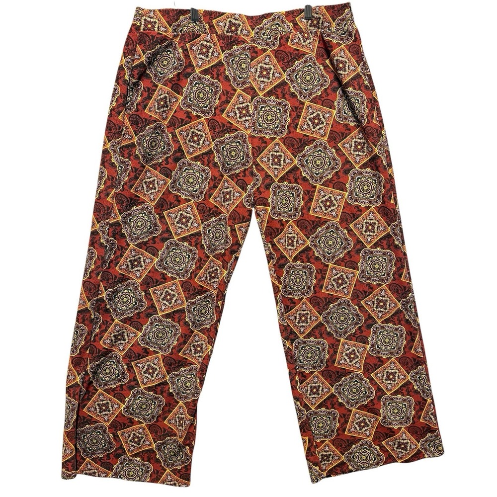 Cato Woman Pants 18/20W Wide Leg Paisley Geometric Print Stretch Boho Plus